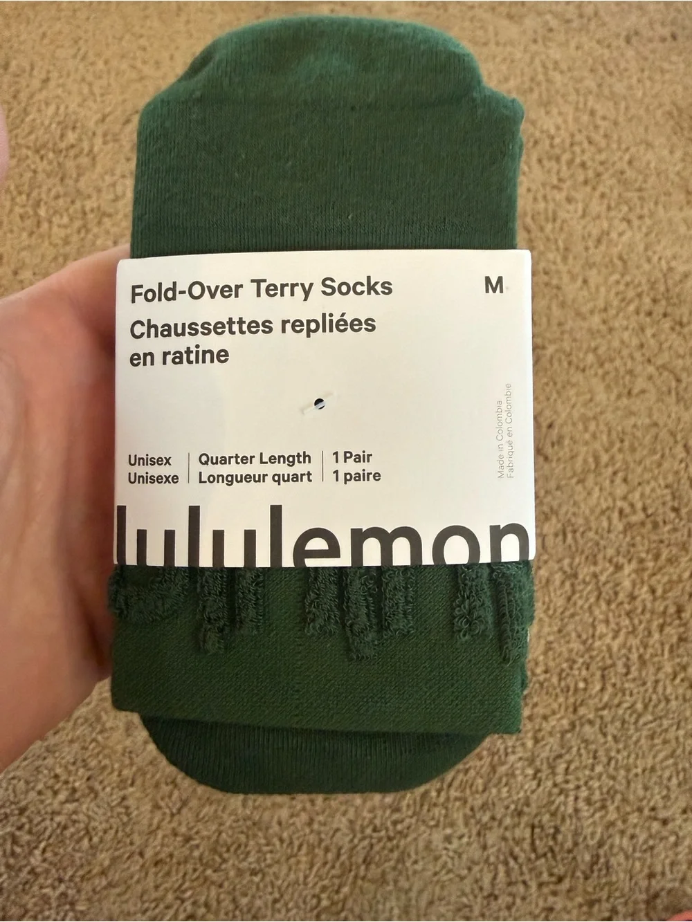 Fold-Over Terry Socks - Forest Green